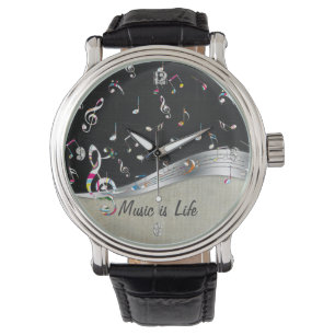 Phantastische coole "Music is Life" farbenfrohe Mu Armbanduhr