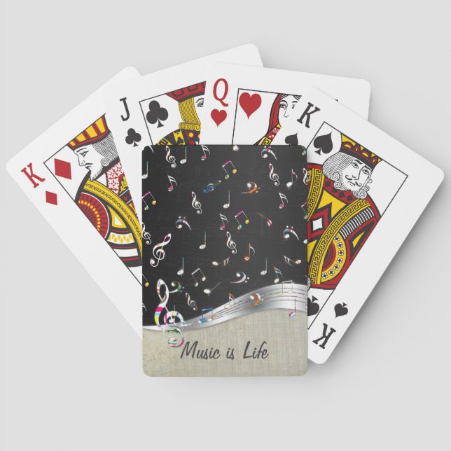 Phantastische coole "Music is Life" farbenfrohe Mu Spielkarten (Rückseite)