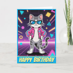 Phantastische Coole Retro-Gamer-Katze Karte
