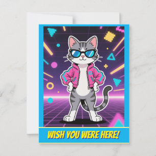 Phantastische Coole Retro-Gamer-Katze Postkarte