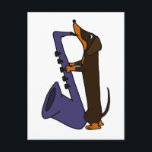 Phantastische Dackel Hund Saxophon spielen Postkarte<br><div class="desc">Ein wunderbarer,  lustiger und niedlicher brauner Dackel Welpenhund,  der ein blaues Saxophon-Design spielt,  macht ein einzigartiges Geschenk. Kann auch benutzerdefinierten Text hinzufügen und die Hintergrundfarbe bei der Bestellung ändern.</div>