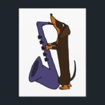 Phantastische Dackel Hund Saxophon spielen Postkarte<br><div class="desc">Ein wunderbarer, lustiger und niedlicher brauner Dackel Welpenhund, der ein blaues Saxophon-Design spielt, macht ein einzigartiges Geschenk. Kann auch benutzerdefinierten Text hinzufügen und die Hintergrundfarbe bei der Bestellung ändern.</div>