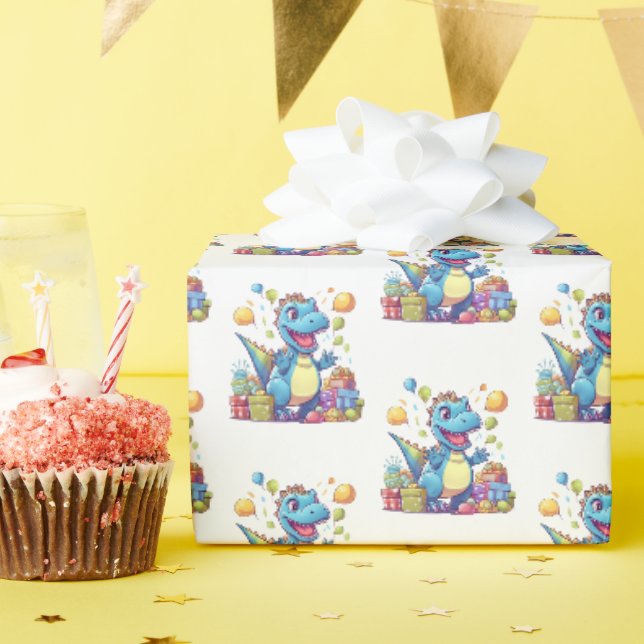 Phantastische Dinosaurier-Party Geschenkpapier (Geburtstagsparty)