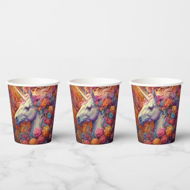 Phantastische Einhornpapiergruppen Pappbecher (Multi)