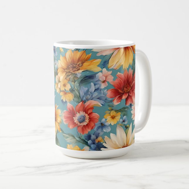 Phantastische elegante sanfte Sommer-Blume Kaffeetasse (VorderseiteRechts)