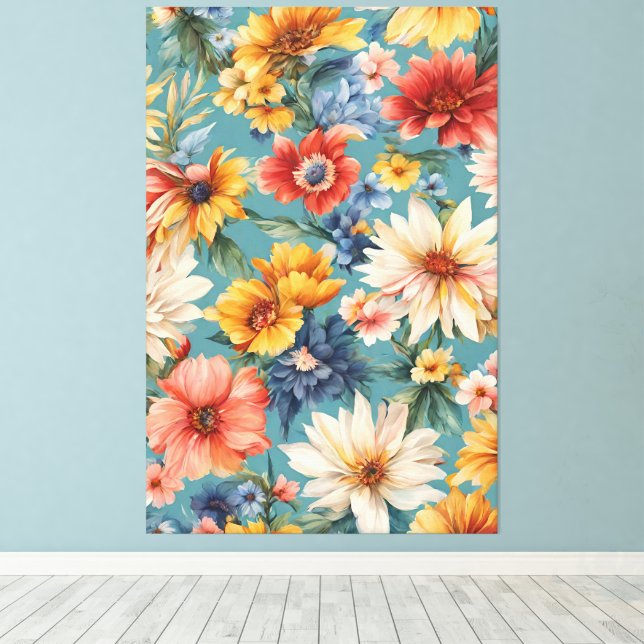 Phantastische elegante sanfte Sommer-Blume Leinwanddruck (Insitu (Holzboden))