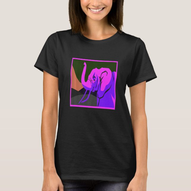 Phantastische Elephant Vapor Wave Designs vorhande T-Shirt (Vorderseite)