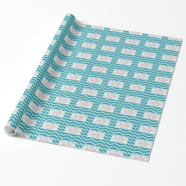 Phantastische Ermutigung mit Aquamarinem Zickzack  Geschenkpapier (Ungerollt)