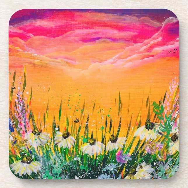 Phantastische farbenfrohe Blume Untersetzer (Vorderseite)