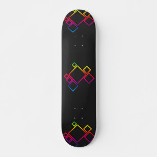 Phantastische, farbenfrohe Quadrate auf Schwarz Nr Skateboard