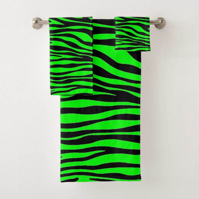 Phantastische Farbkombination Lime Green Zebra Badhandtuch Set (Insitu)