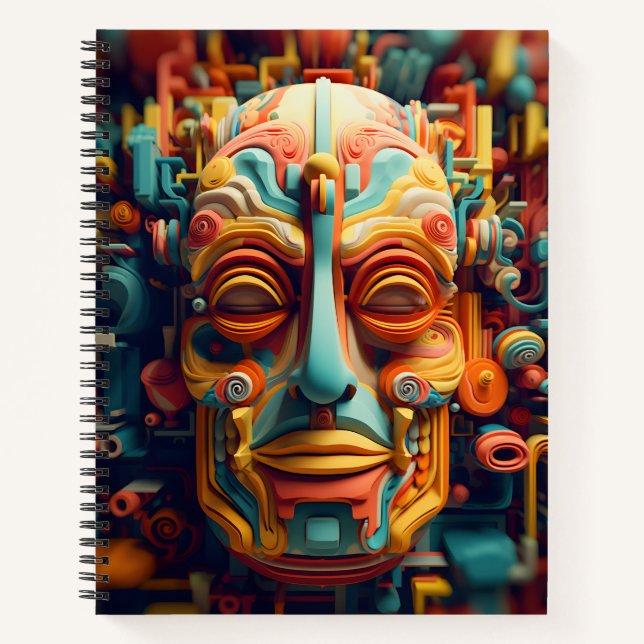 Phantastische Farbkunst Grafik menschliches Gesich Notizbuch (Vorderseite)