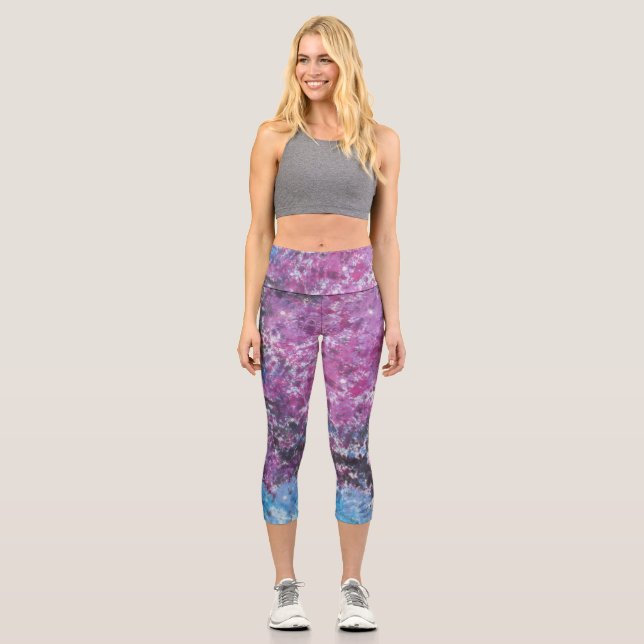 Phantastische Gefärbte Krawatte Capri Leggings (Vorderseite)