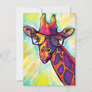 Phantastische Giraffe mit Brille - Blank Note Card Dankeskarte