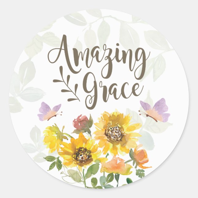 Phantastische Grace Blume und Schmetterlinge Chris Runder Aufkleber (Vorderseite)