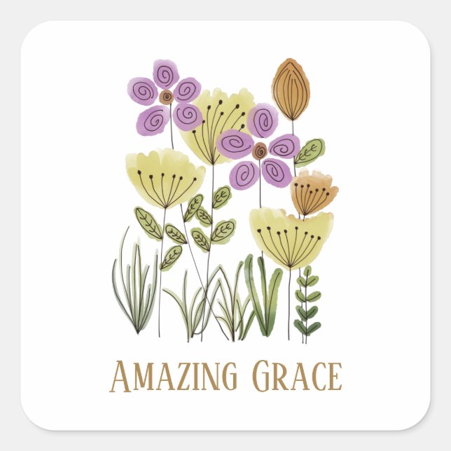 Phantastische Grace-Wildblumen Quadratischer Aufkleber (Vorderseite)