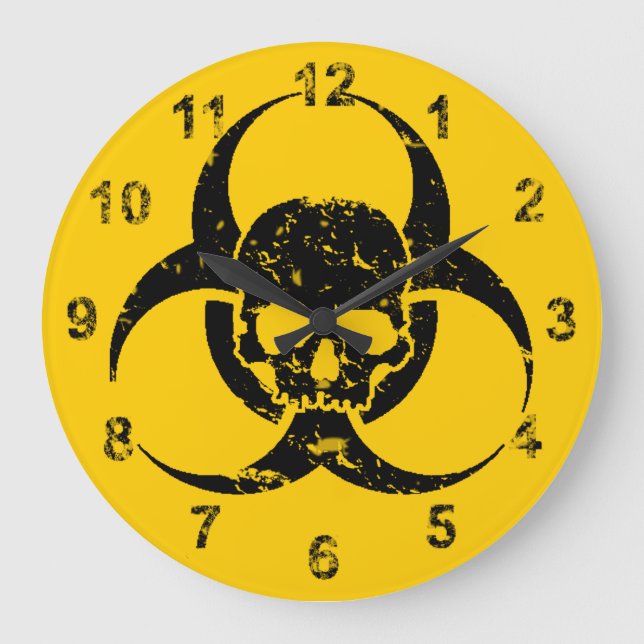 Phantastische Grunge Biogefährdung Symbol und Schä Große Wanduhr (Vorderseite)