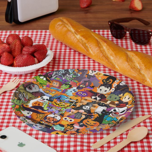 Phantastische Halloween-Gesichter Pappteller (Picknick)
