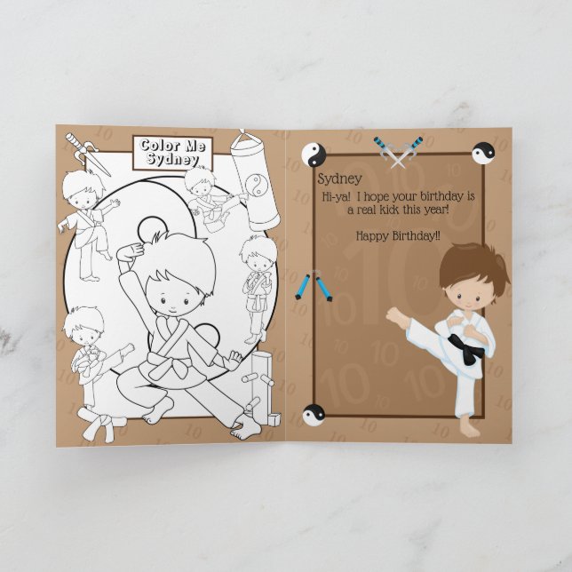 Phantastische Jungen Karate Farbing Page Happy Bir Karte (Innenseite)