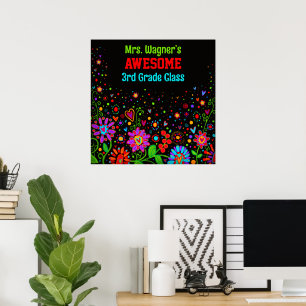 Phantastische Klasse Farbige Blumen Personalisiert Poster