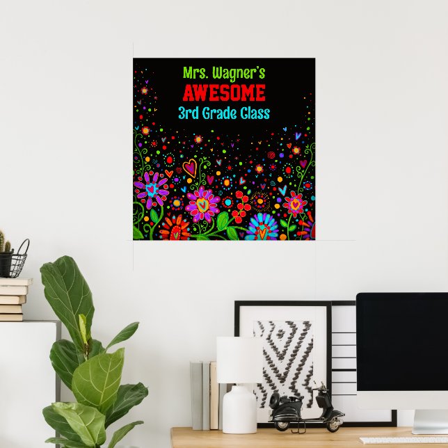Phantastische Klasse Farbige Blumen Personalisiert Poster (Heimbüro)