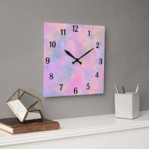 Phantastische Kombination von Pastellfarben und sc Quadratische Wanduhr