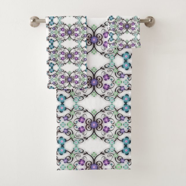 Phantastische Lacy-Darstellung der blauen Violett- Badhandtuch Set (Insitu)
