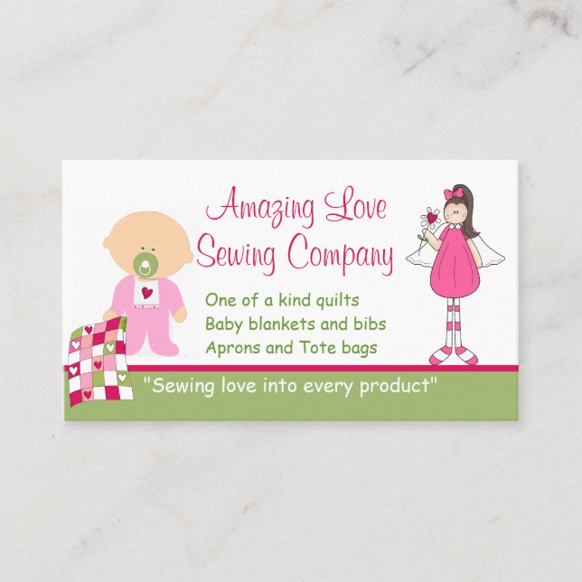Phantastische Liebe Nähfirma Custom Business Card Visitenkarte (Vorderseite)