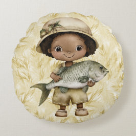 Phantastische Loaves und Fish Round Throw Kissen