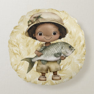 Phantastische Loaves und Fish Round Throw Kissen