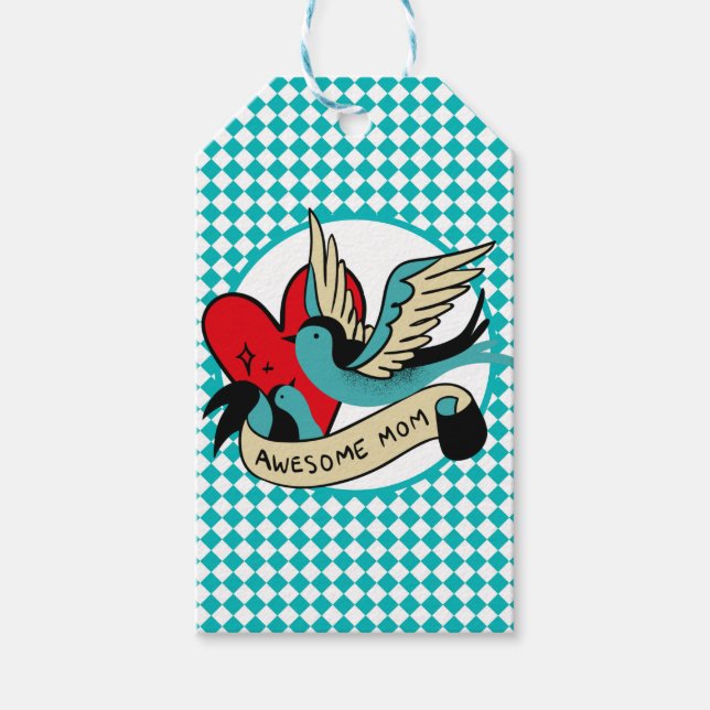 Phantastische Mama Tattoo und Harlequin Muttertag Geschenkanhänger (Vorderseite)