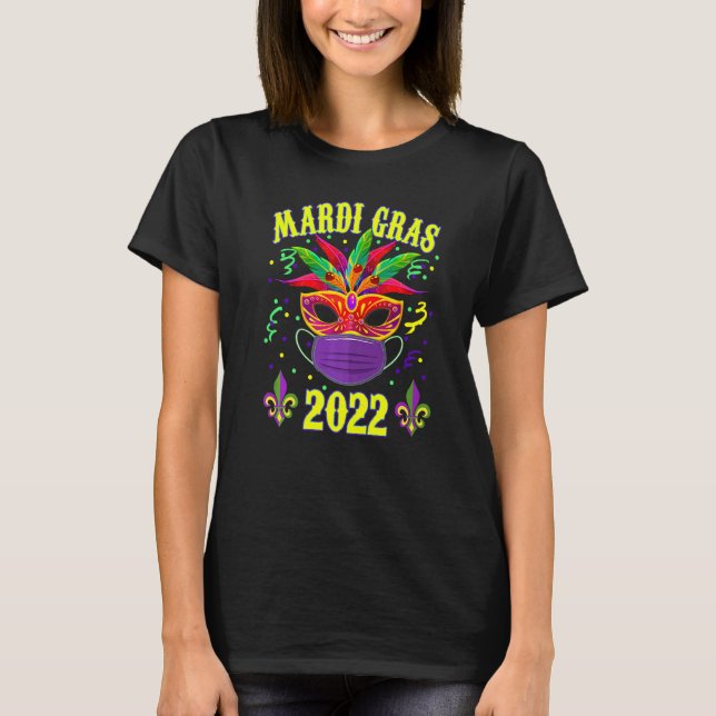 Phantastische Mardi Gras Maske und Gesichtsmaske F T-Shirt (Vorderseite)