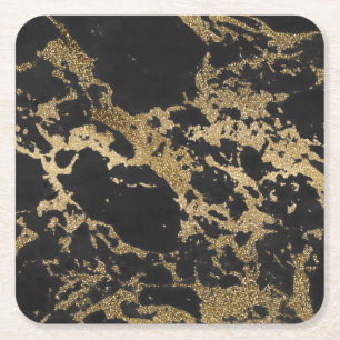 Phantastische moderne Imitate Gold Glitzer schwarz Rechteckiger Pappuntersetzer