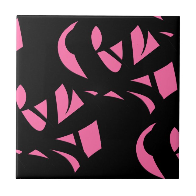 Phantastische Moderne Rosa / Schwarz Fliese (Vorderseite)