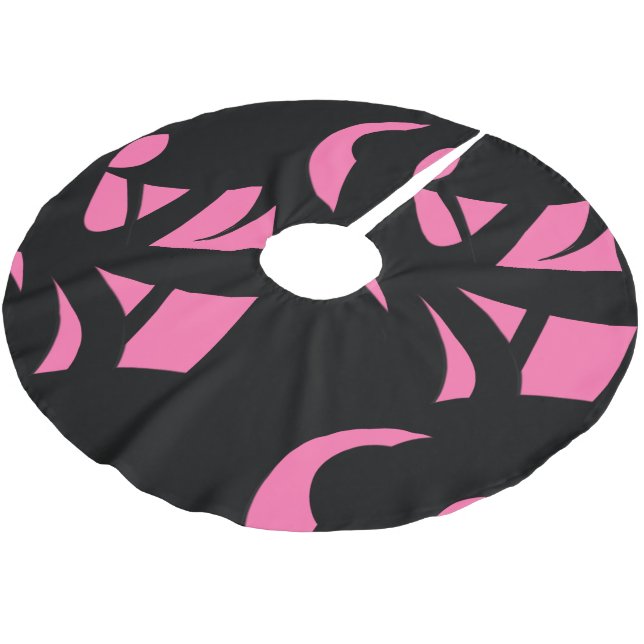 Phantastische Moderne Rosa / Schwarz Polyester Weihnachtsbaumdecke (Schrägansicht)