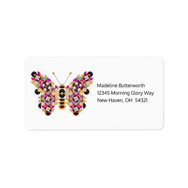 Phantastische Monarch Butterfly Quilt Muster Label Adressaufkleber (Vorne)