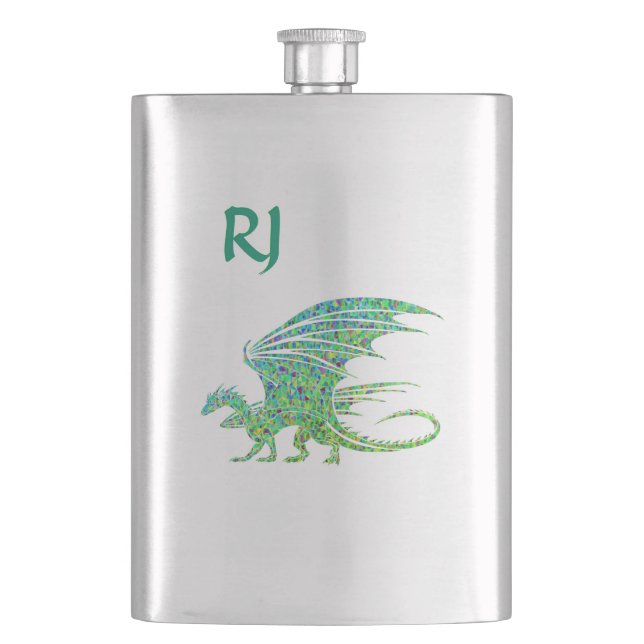 Phantastische Mosaik-Monogramm-Flasche Flachmann (Vorderseite)