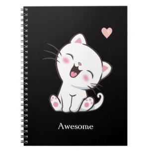 Phantastische Niedliche Kitty Cat auf Black Notizblock