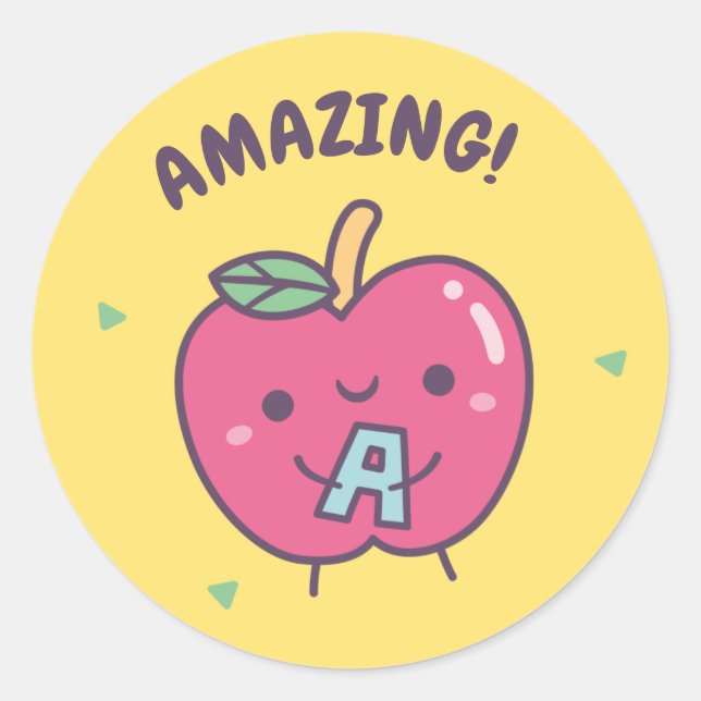Phantastische Niedliche Red Apple Positive Belohnu Runder Aufkleber (Vorderseite)