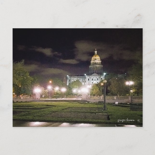 Phantastische Night View, Colorado Staat Hauptstad Postkarte (Vorderseite)