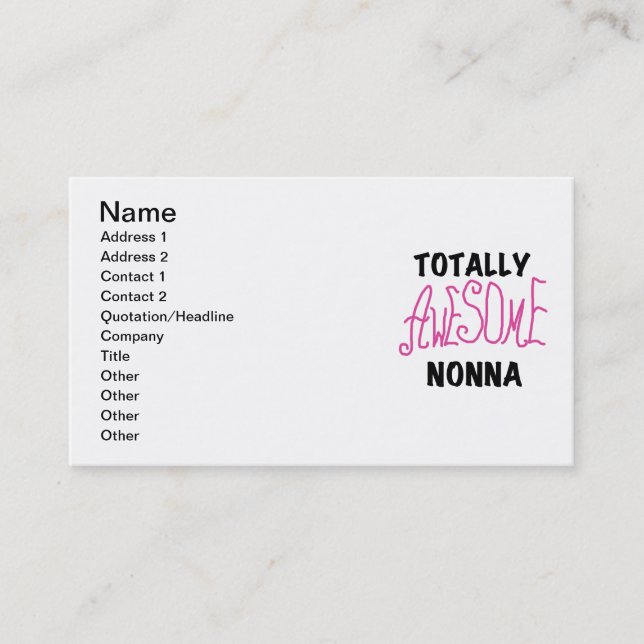 Phantastische Nonna Pink T - Shirt und Geschenke Visitenkarte (Vorderseite)