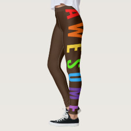 PHANTASTISCHE POSTIVE HAPPTEXT BROWN RAINBOW FARBE LEGGINGS