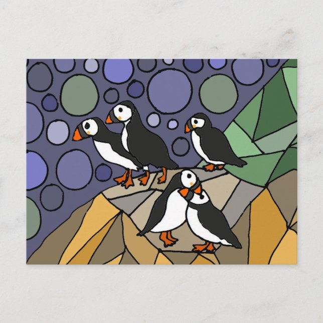 Phantastische Puffsbird Kunst, Abstraktes Original Postkarte (Vorderseite)