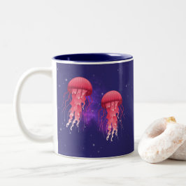 Phantastische Quallen im Weltraum Zweifarbige Tasse