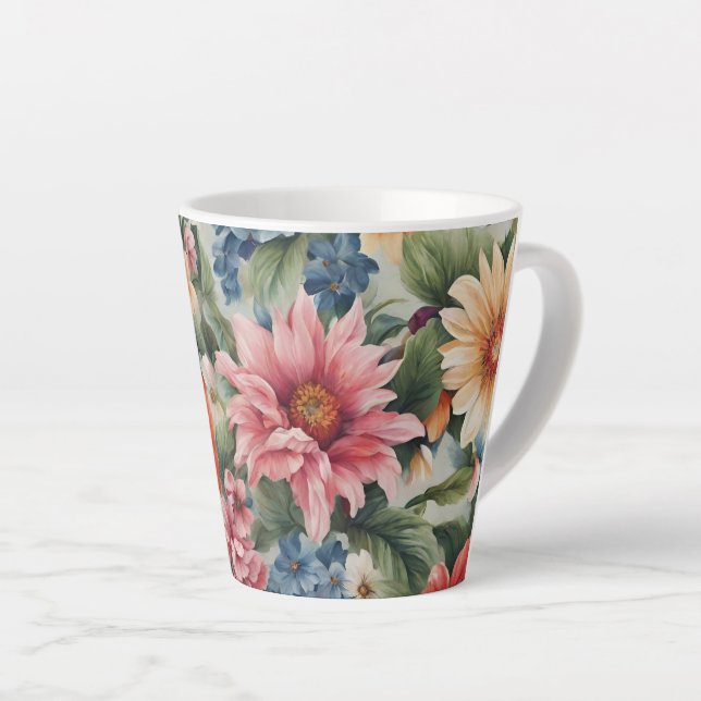 Phantastische, raffinierte und farbenfrohe Sommer- Milchtasse (Rechte Ecke)