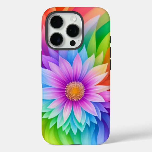 Phantastische Rainbow-Blume iPhone 16 Pro Hülle (Rückseite)