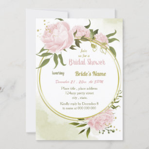 phantastische rosa Blume Goldkranz Brautparty Einladung