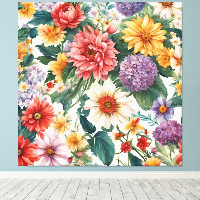 Phantastische Sommergarten Farbige Blume Leinwanddruck (Insitu (Holzboden))