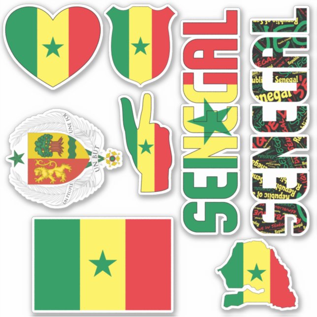Phantastische Staatssymbole für Senegal Aufkleber (Vorderseite)
