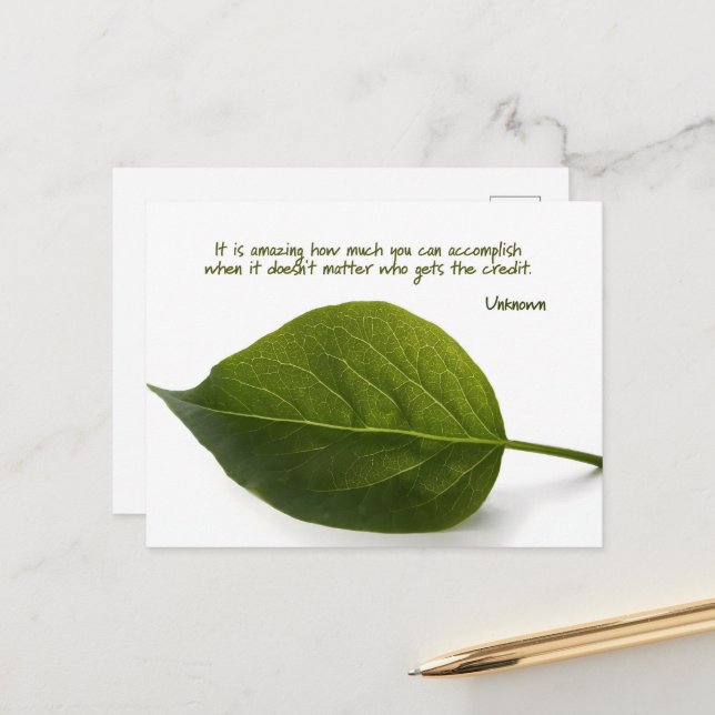 "Phantastische Teamarbeit" Inspiration Zitat Postkarte (Vorderseite/Rückseite Beispiel)